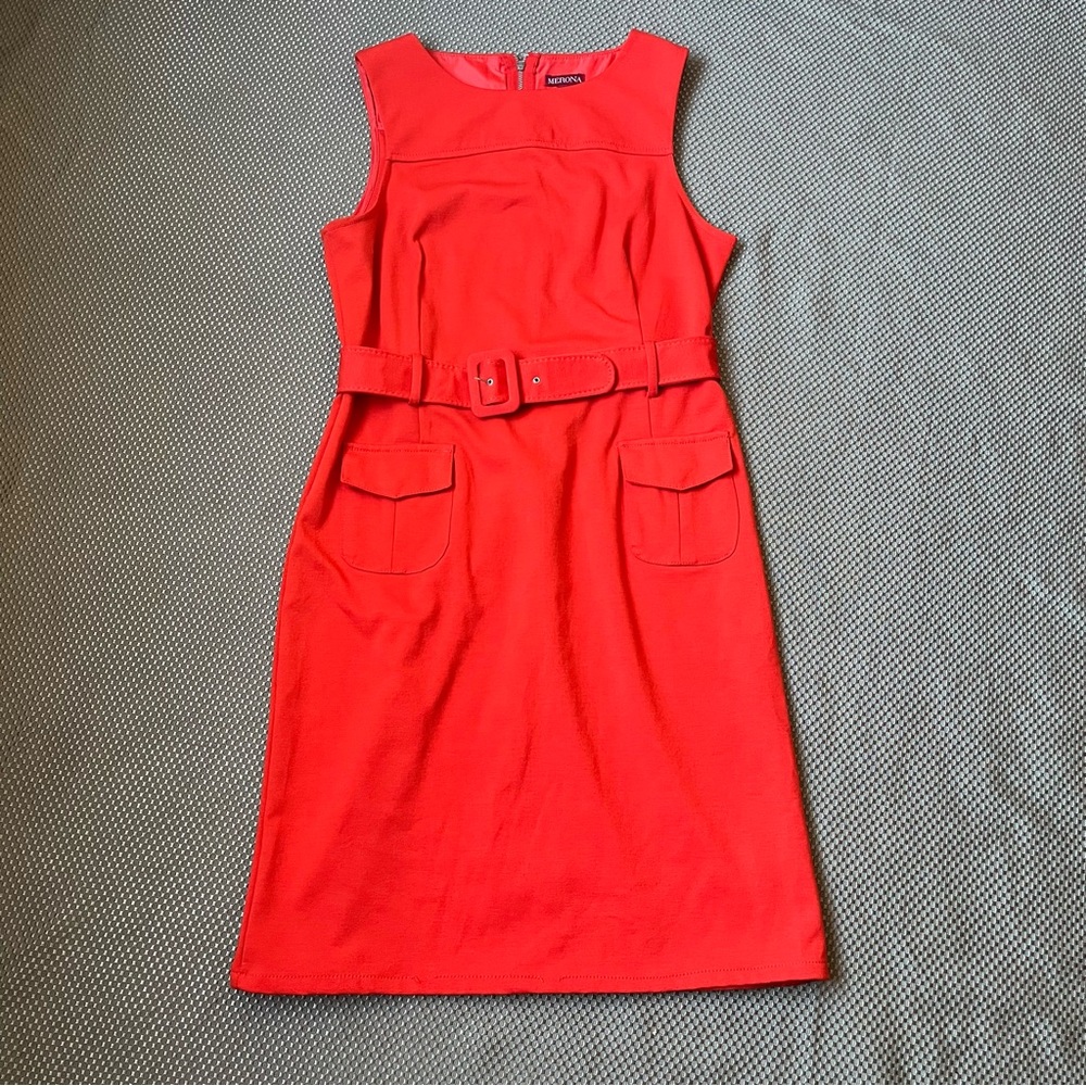 Red-orange pencil dress